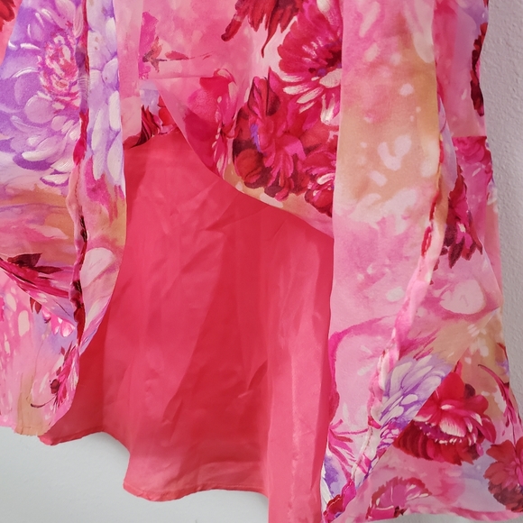 VTG 60s Hot Pink Flower Maxi Dress - US S - Picture 9 of 14